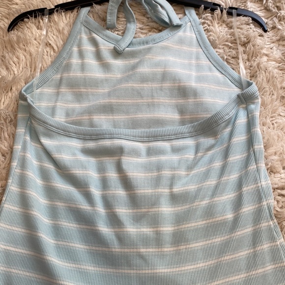 Blue and White Striped Halter Tie Top - Picture 4 of 6